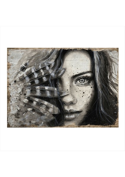 Çiçek ve Kadın Art Mdf Poster 35 cm x 50 cm
