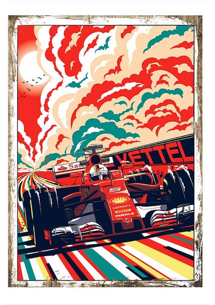 Yarış Arabası Tasarım Ahşap Tablo 35 cm x 50 cm