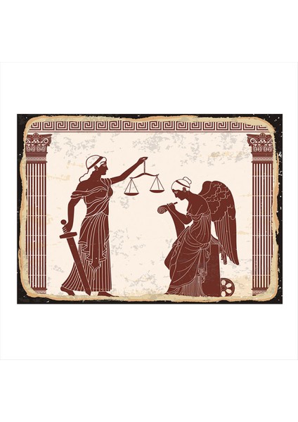 Adalet. Tanrıçası Tasarım Ahşap Tablo 35 cm x 50 cm