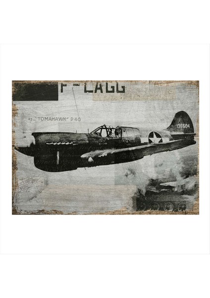 2. Dünya Savaş Uçağı Mdf Tablo 35 cm x 50 cm