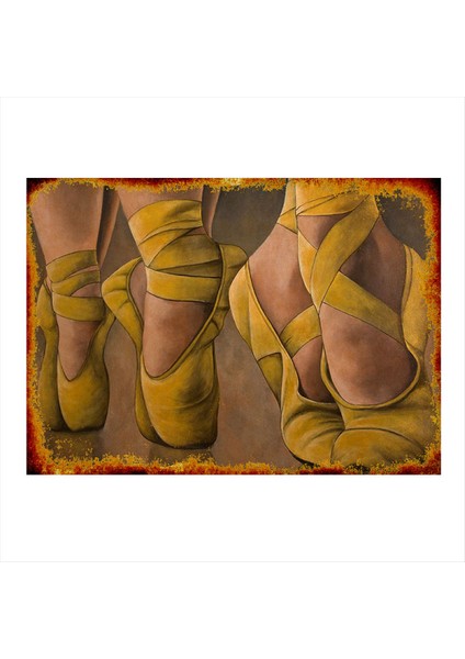 Sarı Balerin Ayakkabıları Modern Mdf Tablo 35 cm x 50 cm
