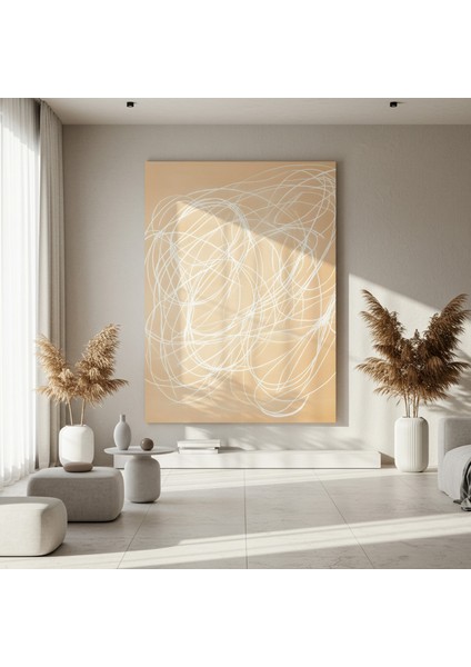 Soyut Beyaz Çizgiler Tablosu fırsatları