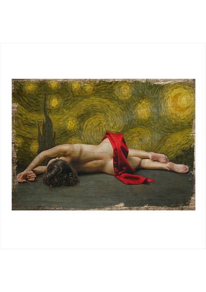 Yere Uzanmış Kadın Modern Mdf Tablo 35 cm x 50 cm