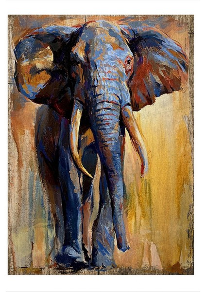 Renkli Fil Hediyelik Mdf Tablo 35 cm x 50 cm