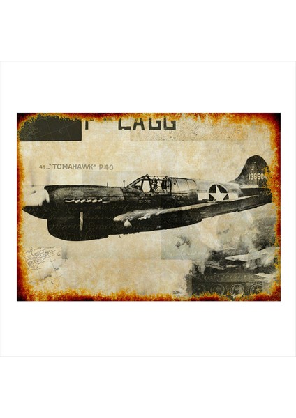 2. Dünya Savaş Uçağı Model Ahşap Tablo 35 cm x 50 cm