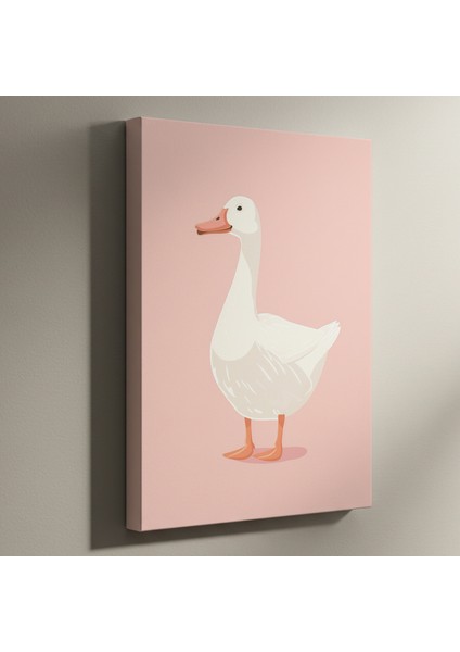 Pembe Arka Plan Kaz Portresi Tablosu