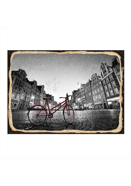 Kırmızı Bisiklet Modern Mdf Tablo 35 cm x 50 cm