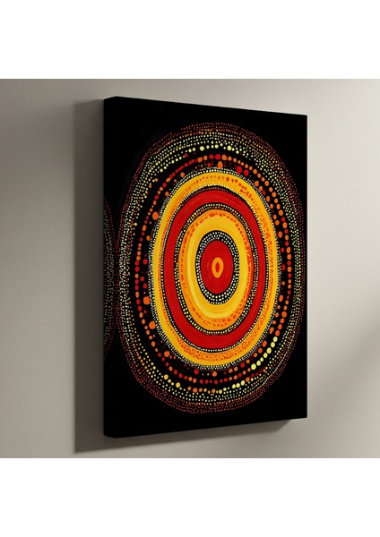 Aborjin Ilhamıyla Sıcak Renkler Soyut Tablo