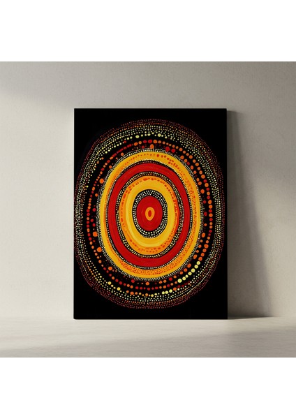 Aborjin Ilhamıyla Sıcak Renkler Soyut Tablo fiyatları