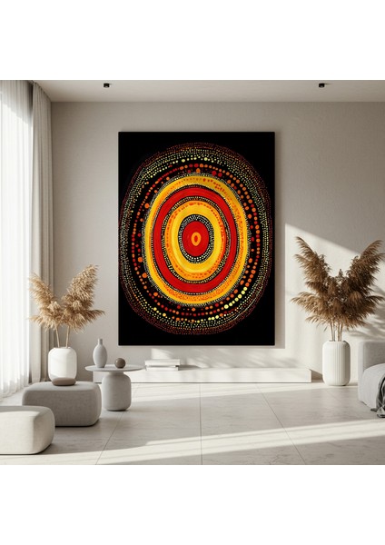 Aborjin Ilhamıyla Sıcak Renkler Soyut Tablo fırsatları