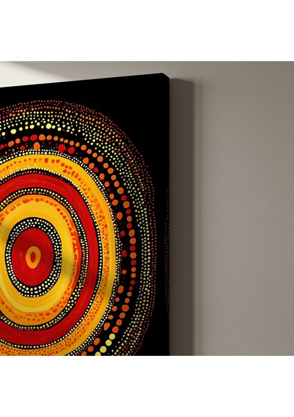 Aborjin Ilhamıyla Sıcak Renkler Soyut Tablo indirimleri