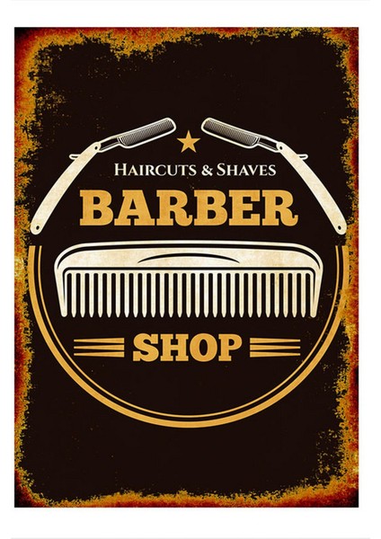 Berber Dükkanı Modern Mdf Tablo 35 cm x 50 cm