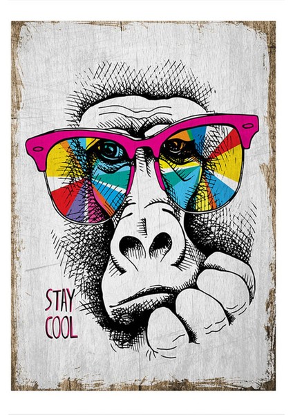 Renkli Gözlüklü Köpek Mdf Tablo 35 cm x 50 cm
