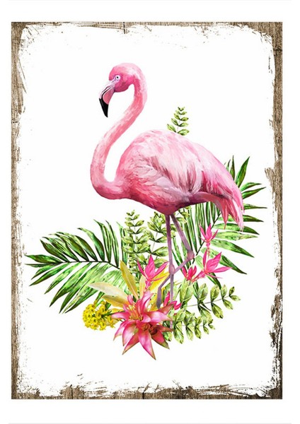 Pembe Flamingo Modern Mdf Tablo 35 cm x 50 cm