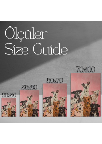 Pembe Arka Planlı Köpek Portreleri Tablosu modelleri