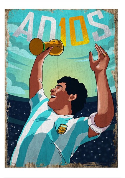 Maradona Modern Ahşap Tablo 35 cm x 50 cm