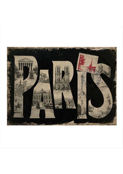 Paris Temalı Modern Ahşap Tablo 35 cm x 50 cm