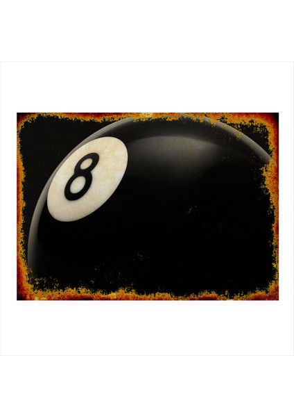 Siyah Bilardo Topu Desenli Ahşap Tablo 35 cm x 50 cm