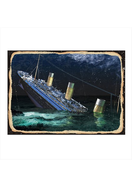 Titanik Batarken Dekoratif Ahşap Tablo 35 cm x 50 cm
