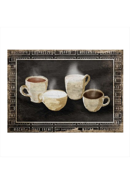 Kahve Fincanları Hediyelik Mdf Tablo 35 cm x 50 cm