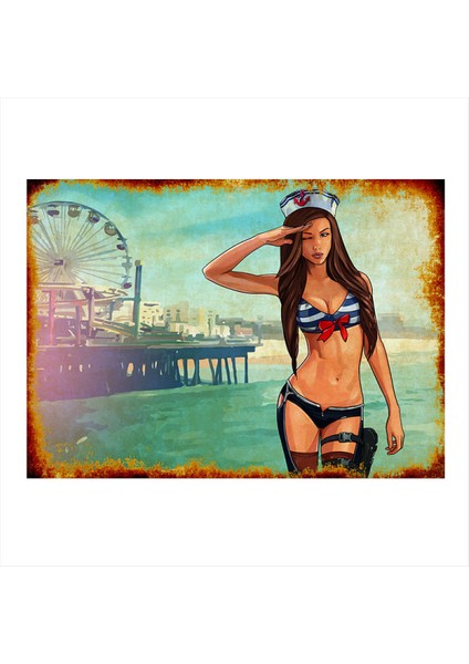 Gta 5 Denizci Kız Dekoratif Ahşap Tablo 35 cm x 50 cm