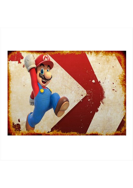 Süper Mario Tasarım Ahşap Tablo 35 cm x 50 cm