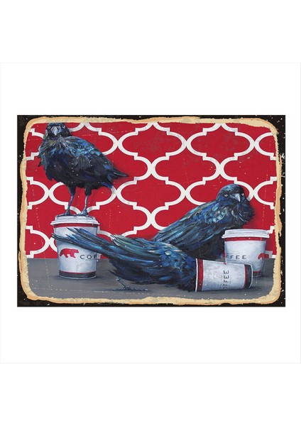 Kahve ve Kargalar Art Mdf Poster 35 cm x 50 cm