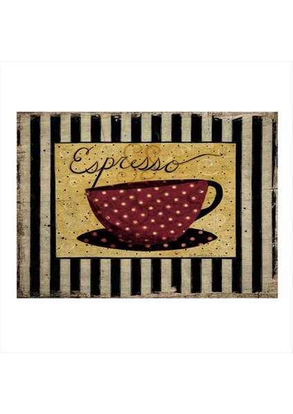 Espresso Kahve Desenli Ahşap Tablo 35 cm x 50 cm