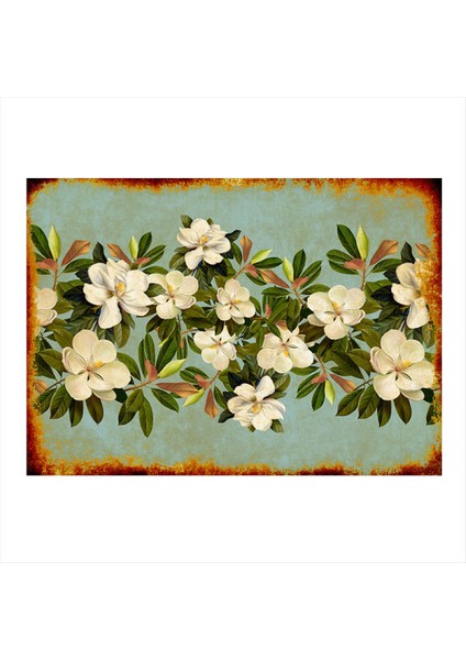 Beyaz Çiçekler Art Mdf Poster 35 cm x 50 cm