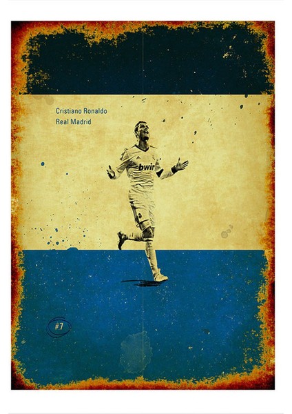 Cristiano Ronaldo Real Madrid Tasarım Ahşap Tablo 35 cm x 50 cm