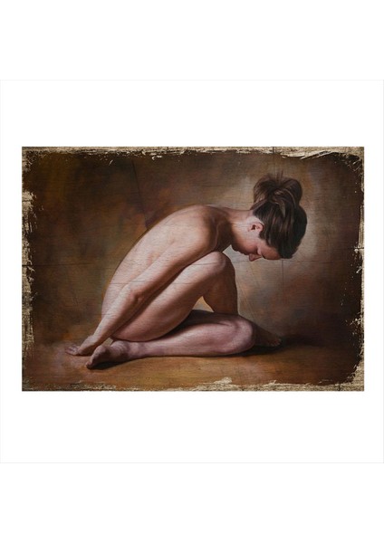 Nü Çömelmiş Kadın Hediyelik Mdf Tablo 35 cm x 50 cm