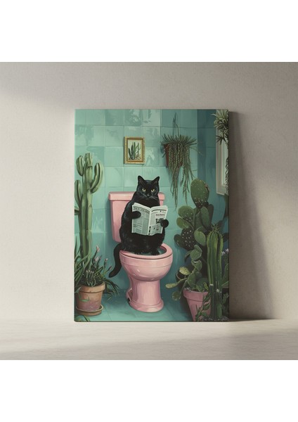 Tuvalet'te Gazete Okuyan Kedi Tablosu fiyatları