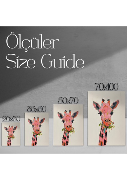 Pembe Zürafa ve Çiçekler Soyut Tablosu modelleri