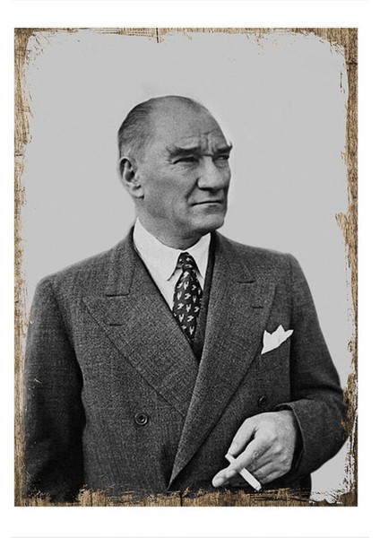 Mustafa Kemal Atatürk Modern Ahşap Tablo 35 cm x 50 cm