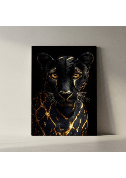 Altın Detaylı Kara Panter Tablosu fiyatları