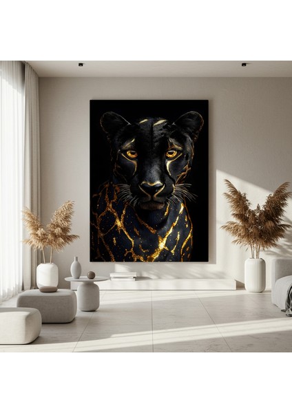 Altın Detaylı Kara Panter Tablosu fırsatları