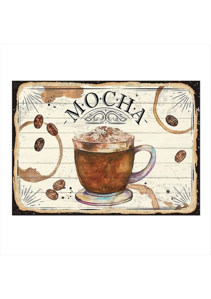 Moka Kahve Desenli Ahşap Tablo 35 cm x 50 cm