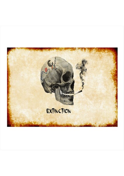 Yok Olan Kurukafa Desenli Ahşap Tablo 35 cm x 50 cm