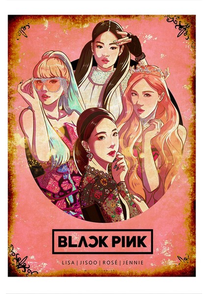 Black Pink Dekoratif Ahşap Tablo 35 cm x 50 cm