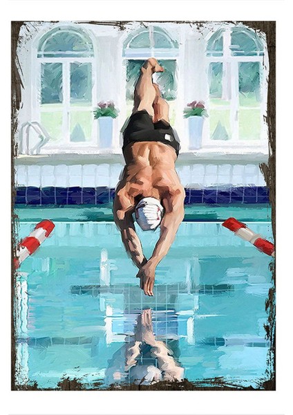 Ahşap Tablo 35 cm x 50 cm Yüzücü