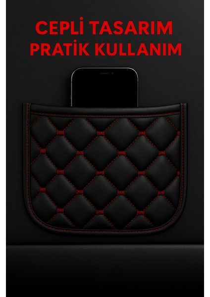 Chevrolet Cruze 2009-2014 Uyumlu 7 Parça Kapitone Araba Koltuk Kumaş Kumaş Siyah Kırmızı - Kaymaz | Trobus modelleri