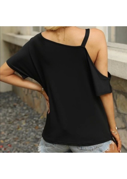 Kadın Tek Omuzu Açık Toka Detaylı Viskon Bluz fiyatları