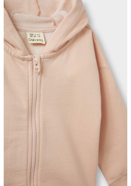 Kız Bebek Kapüşonlu İçi Yumuşak Tüylü Fermuarlı Sweatshirt E8350A525AU fiyatları
