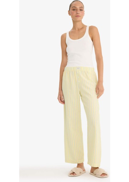 Regular Fit Gofre Dokulu Çizgili Pijama Altı-Fall in Love F8930AX25HS