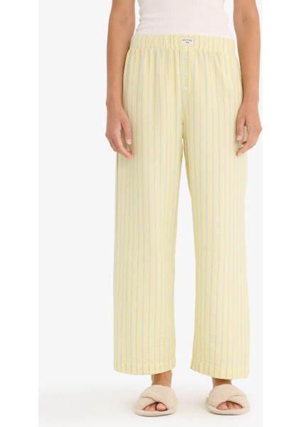 Regular Fit Gofre Dokulu Çizgili Pijama Altı-Fall in Love F8930AX25HS fırsatları