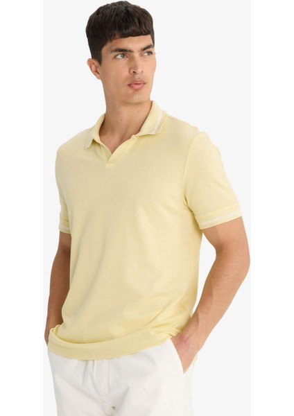 Regular Fit Polo Yaka Bubble Kısa Kollu Tişört F6265AX25SM fırsatları