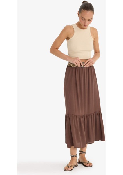 A Kesim Krinkıl Viskon Etek F9647AX25AU