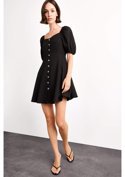 Kalp Yaka Kısa Kollu Mini Elbise G0730AX25SM fiyatları