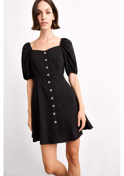 Kalp Yaka Kısa Kollu Mini Elbise G0730AX25SM fırsatları