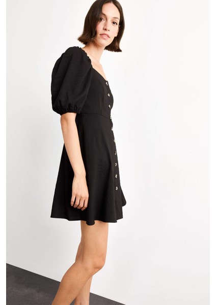 Kalp Yaka Kısa Kollu Mini Elbise G0730AX25SM indirimleri